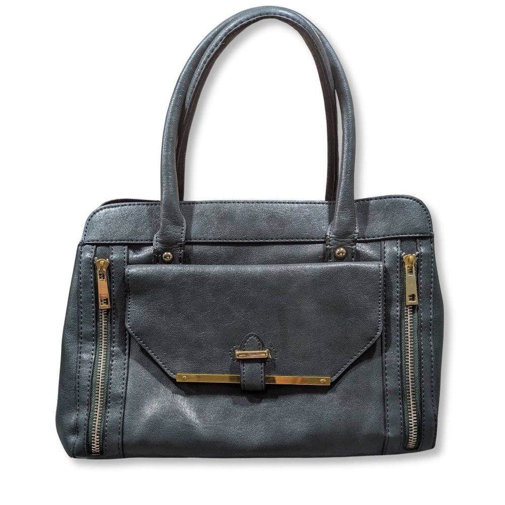 Grey Blue Kelly & Katie Leather Early 2000s Convertible Shoulder Bag